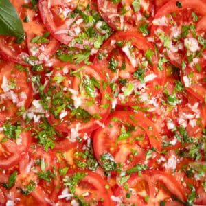 Close up of French Tomato Salad.