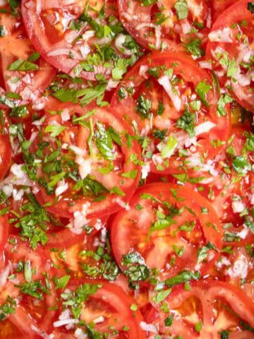 Close up of French Tomato Salad.